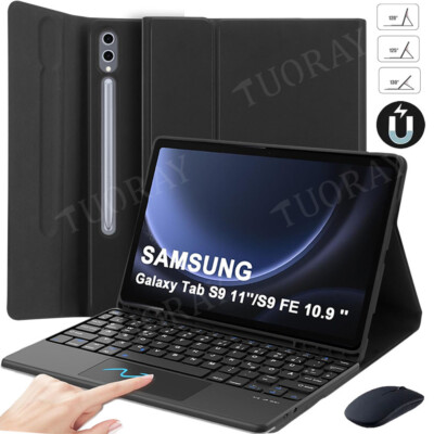 Für Samsung Galaxy Tab S10 FE S9 FE S9 S8 S7 Hülle mit Touchpad QWERTZ Tastatur