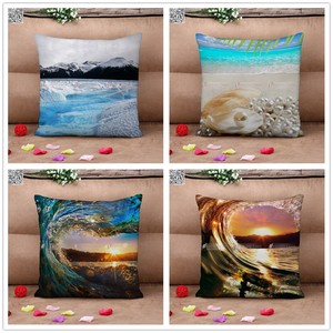 Blue Ocean Beach Print Patio Deck Squared Cushion Cover AK02