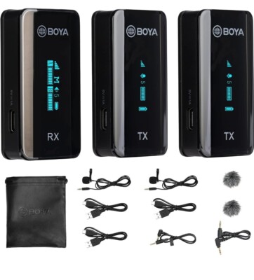 BOYA BY-XM6 mini S2 Wireless Lavalier Lapel Microphone Phone Camera Youtube Live