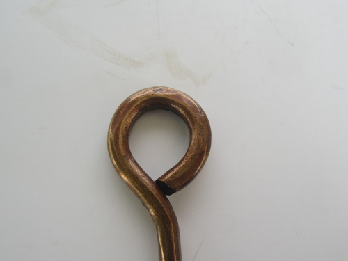 Antiker handgeschmiedeter Kaminspachtel aus Messing & Kupfer aus dem 19. Jahrhundert (15 1/2") - Bild 7 von 16