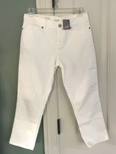 J Jill Denim Authentic Fit Cropped Jeans Pants White , Size 2P, NWT