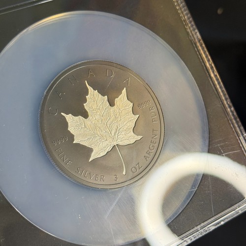2020 Canada $50 Canada Maple Leaf Rhodium 3 Oz Incuse Silver Coin NGC PF69 - Picture 2 of 4