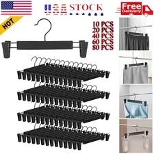 10-80 Pack Adjustable Clip Clothes Pants Hanger Trousers Skirt Dress Slack Rack