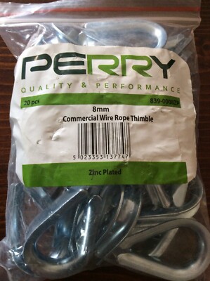 25 Perry 8 mm Kausche Kausche Drahtseil Seil verzinkt Kabelclips Klemmen