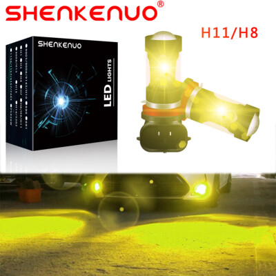 For Honda Accord Civic 2006-2020 H11 Fog Light Projector Lens Yellow LED Bulbs