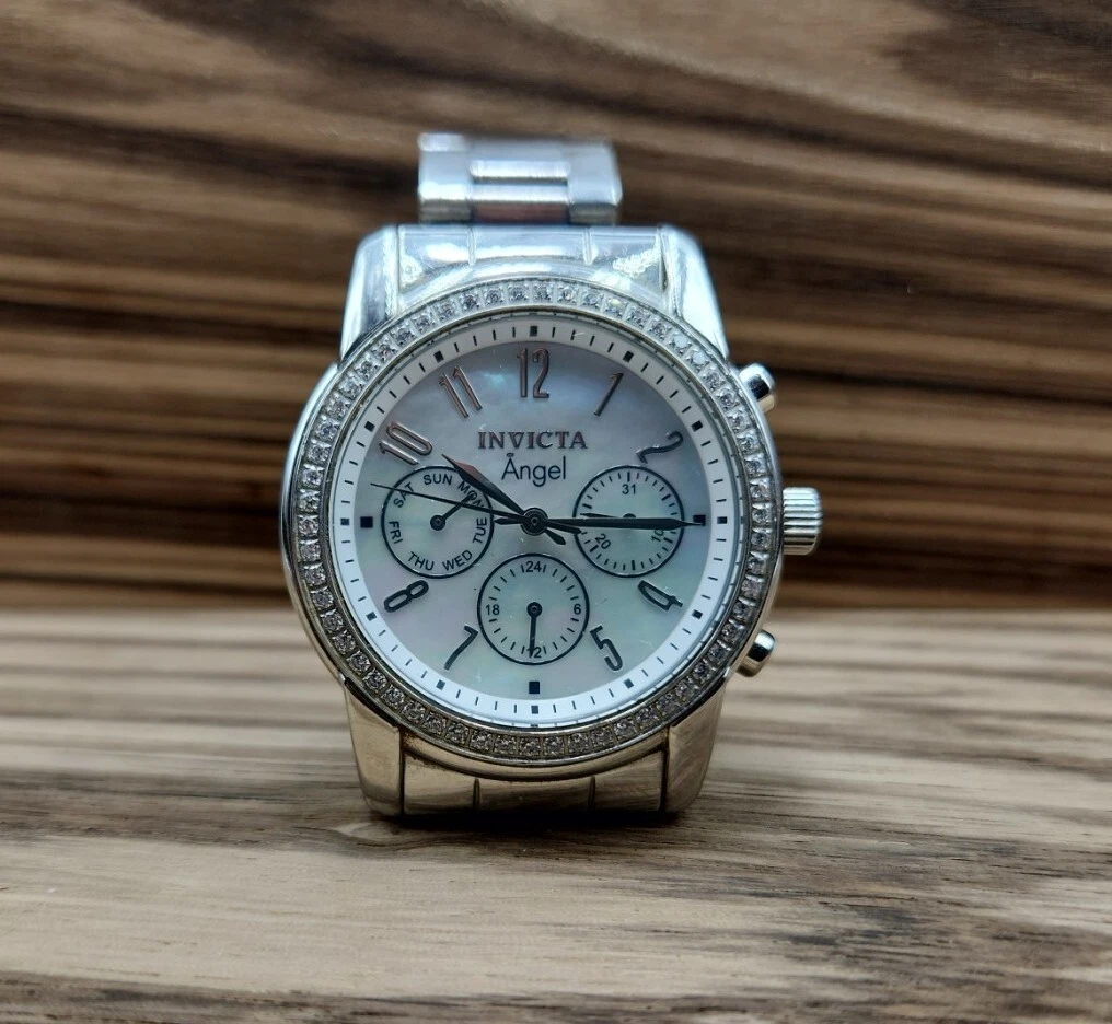 INVICTA ANGEL Mother of Pearl Dial CZ Stones Ladies Stainless