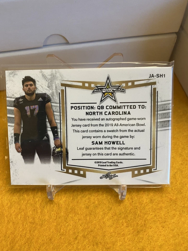 2019 Sam Howell Leaf Metal All-American Bowl #3/5 Nameplate Patch Auto UNC - Image 2 of 2