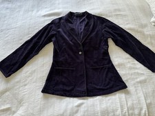 Lovely Gudrun Sjoden Indigo Blue Cord Jacket Size M Uk 12-14 Cotton Minor Issues