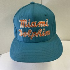 Vintage MIAMI DOLPHINS STARTER SCRIPT SnapBack Hat Cap NFL FOOTBALL SPELLOUT