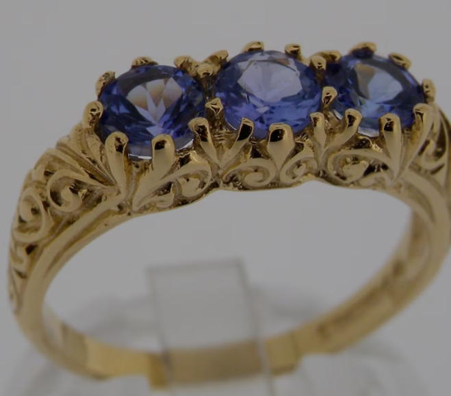 Bague fleurs tanzanites et saphirs roses - Bague saphir - Bijou moderne