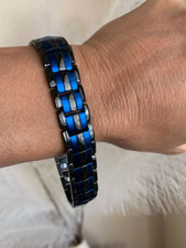 Men Steel Magnetic Bracelet Arthritis Pain Relief Balance Energy Power Wristband