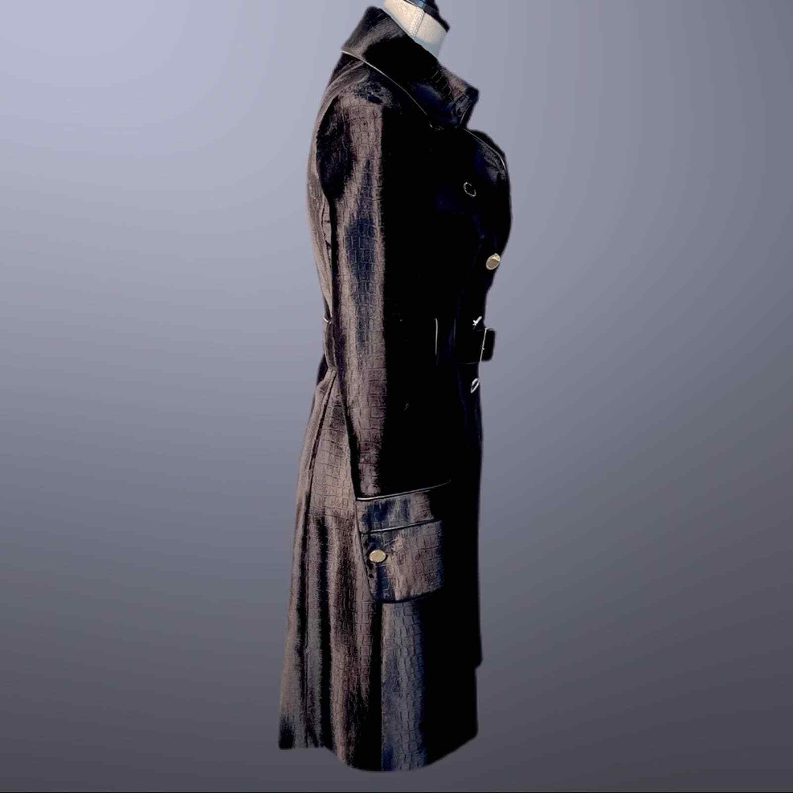 Karen Millen Black Trench Coat Silver Size 2 Mob … - image 4