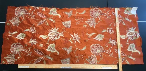 0.6YD SCALAMANDRE NADINA CINNABAR RED SILK EMBROIDERY EXQUISITE MSRP$328/Y - Picture 6 of 7