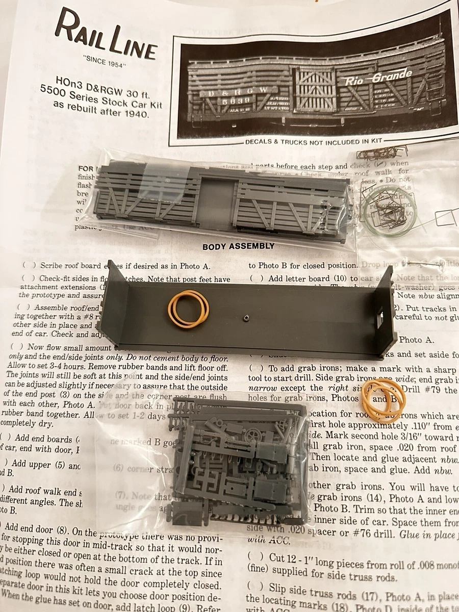 Rail Line HOn3 D&RGW STOCK CAR KIT