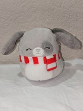 Squishmallows Ivy The Dog Gray Floppy Ears 7.5"Tall with Scarf Winter '2022