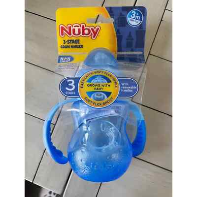 NUBY 8 oz wide neck 3 stage nurser sippy cup non blue 