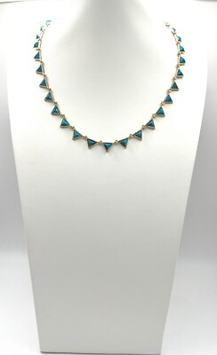 House of Harlow 1960 gold plated triangular shape w/blue  display picture 1