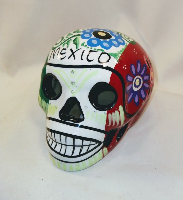 Day of the Dead hand painted ceramic skull eBay