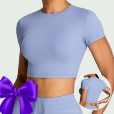 Slim T-shirt female threaded yoga clothing short-sleeved thin outdoor clothing