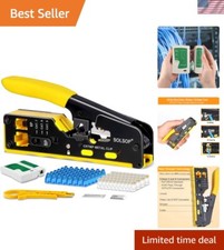 Versatile Ethernet Crimper  Cable Tester Kit: 50-Pack Cat6 Connectors Included