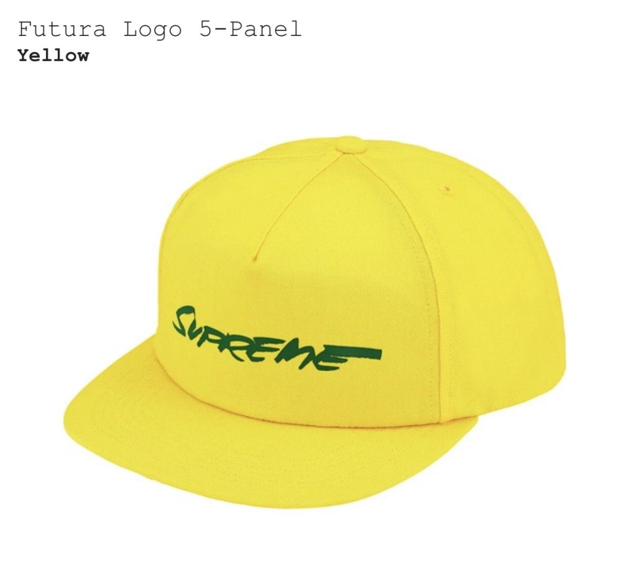 CHAPEAU LOGO SUPREME FUTURA 5 PANNEAUX JAUNE