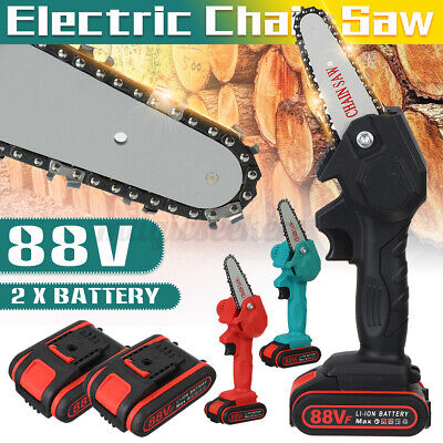ELECTRIC MINI CHAINSAW CORDLESS WOOD CUTTER CHAIN SAW WOODWORKING W/ BATTERY SET