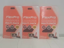 (3 packs) FlexPro 400-06003 Sandpaper, Assorted Grit, 18 Sheets Total