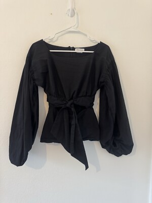Lovers and Friends Duncan Top Waist Cut Out Balloon Sleeve Front Tie Size XXS