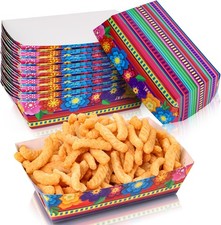 Mexican Nacho Trays, Disposable Taco Plates Paper Food Trays Fiesta Mexican