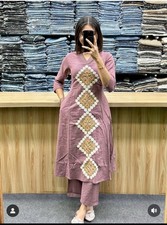 INDIAN PAKISTANI SALWAR KAMEEZ BOHO WOMEN COTTON KURTI PANT SET SUMMER TUNIC  