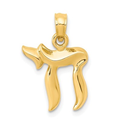 10K Gelbgold Ausgefallene Chai Form Charm Anhänger L 20mm, B 13mm