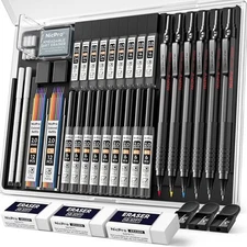 Nicpro 35PCS Black Metal Mechanical Pencils Set in 1 Count (Pack of 6), 