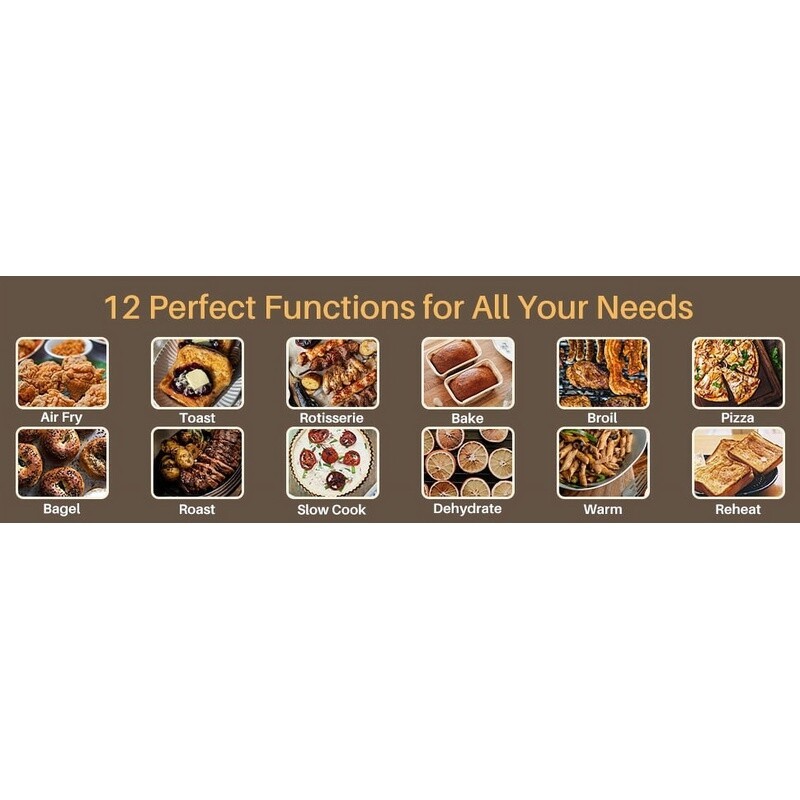12-in-1 Digital Air Fryer Toaster Oven with Rotisserie Countertop Cooking Appliance