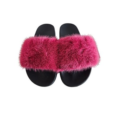 Givenchy rosa/schwarze flache Damen-Pantolette mit Kunstfell