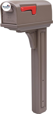 Classic Plastic Mailbox and Post Kit, GCL100MAM, Mocha