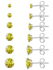 6 Pairs Stud Earrings Set Hypoallergenic Cubic Zirconia 316L Earrings Stainle...