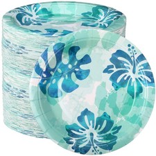 80 Pieces 7 Inch Tropical Paper Plates Hawaiian Disposable Plates Luau Party ...