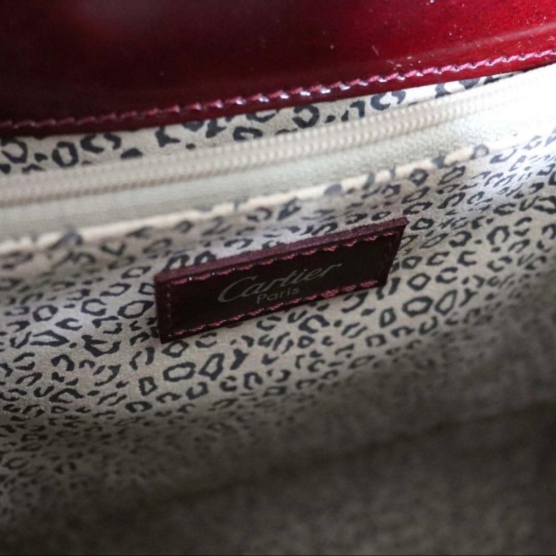 Cartier Panthere Leather 2Way Hand Shoulder Bag Bordeaux Used Authentic w/Box JP image 6