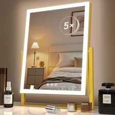 Gvnkvn Lighted LED Makeup Mirror, Hollywood Vanity, 3 Color Modes, 10X Magnify