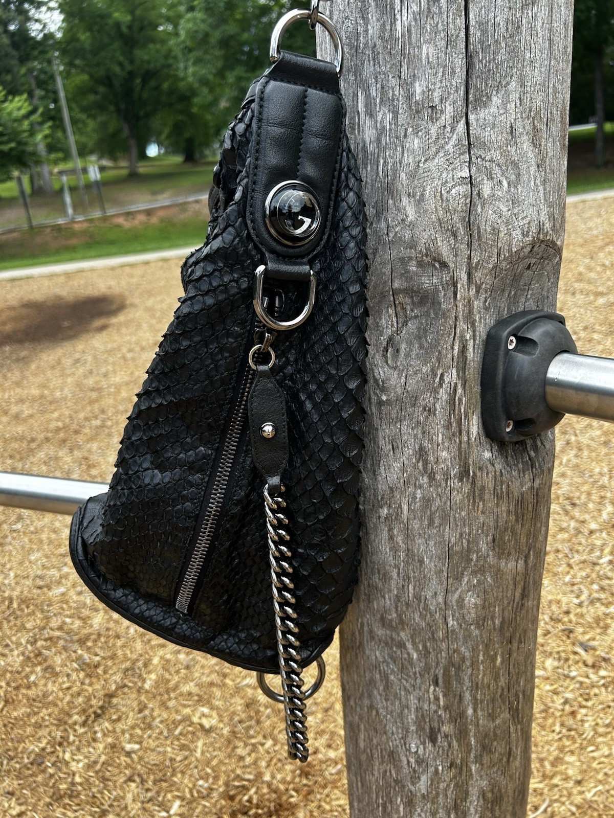 GUCCI x TOM FORD Black Python Snakeskin Shoulder … - image 3