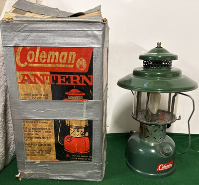 #ad Vintage Coleman 228E BIG HAT 1962 Double Mantle Lantern with Box $75.00