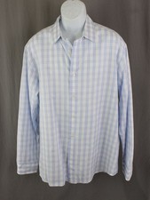 Brioni Men's White Blue Print Cotton Blend Button Down Long Sleeve Shirt XXL