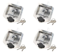 (4 Pack) T-handle Tool Box Lock RV Door Latch w/ Two Keys Stainless Steel Pol...