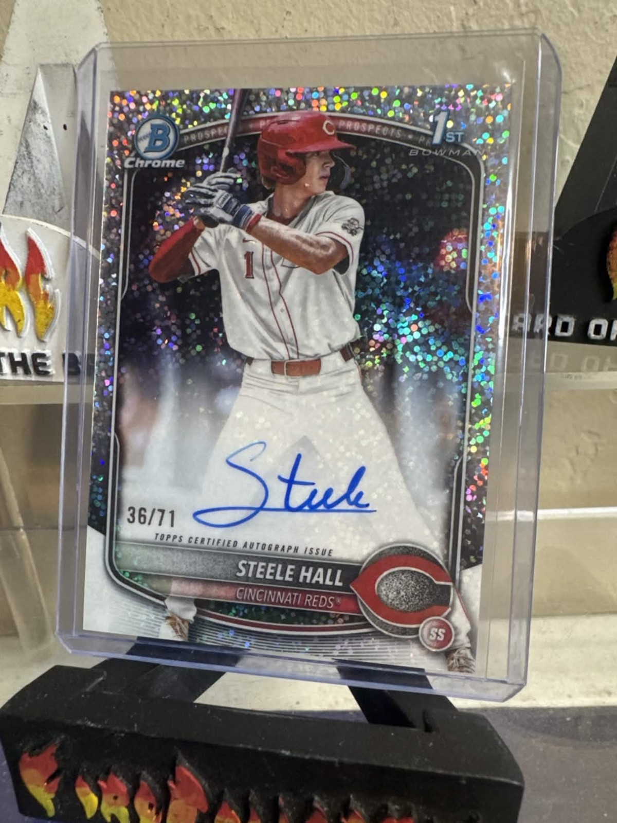 Steele Hall 2025 Bowman Draft Chrome 1st Bowman Sparkle Autograph /71