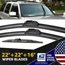 3 Pcs Wipers Front Rear Standard Flat Window Windshield Wipers 222216 Hook 3 Pcs Wipers Front Rear Standard Flat Window Windshield Wipers 222216 Hook