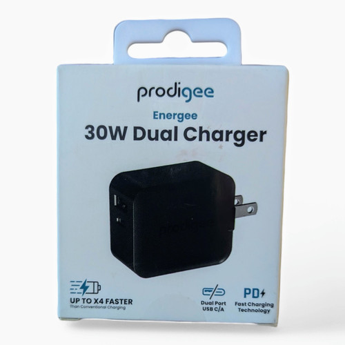 PRODIGEE ENERGEE 30W DUAL PORT WALL CHARGER USB C/A PD FAST CHARGING TECHNOLOGY