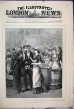 Original Old Antique Print 1880 Young Ladies School Cookery Tasting Art 19th