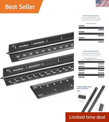 Triangular Scale Set - 12-Inch Ruler with Durable Laser-Etched Markings