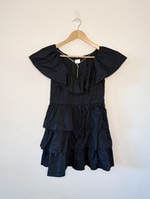 A New Day NWT Black Cotton Poplin Tiered Ruffle Babydoll Dress Women s S