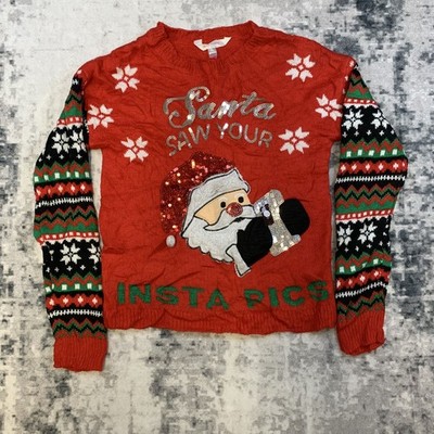 No Boundaries Damen Intagram Pic Santa Weihnachten Motto Pullover, XS